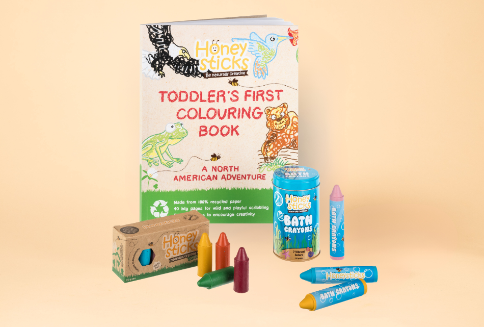 Busy Bee Coloring Gift Set Honeysticks Beeswax Crayons Bath Crayons Toddlers Coloring Book