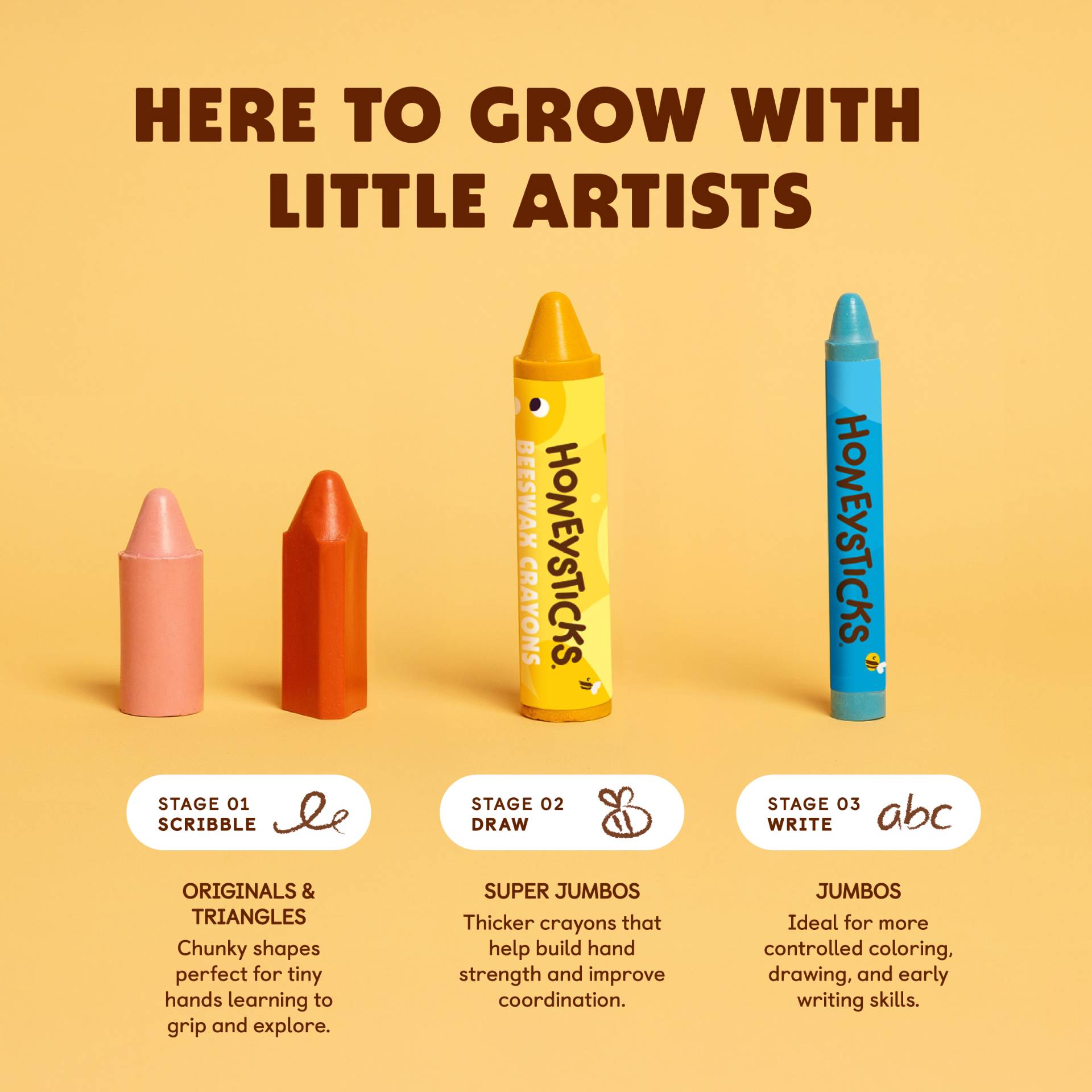 Honeysticks Beeswax Crayons Jumbos 24pk