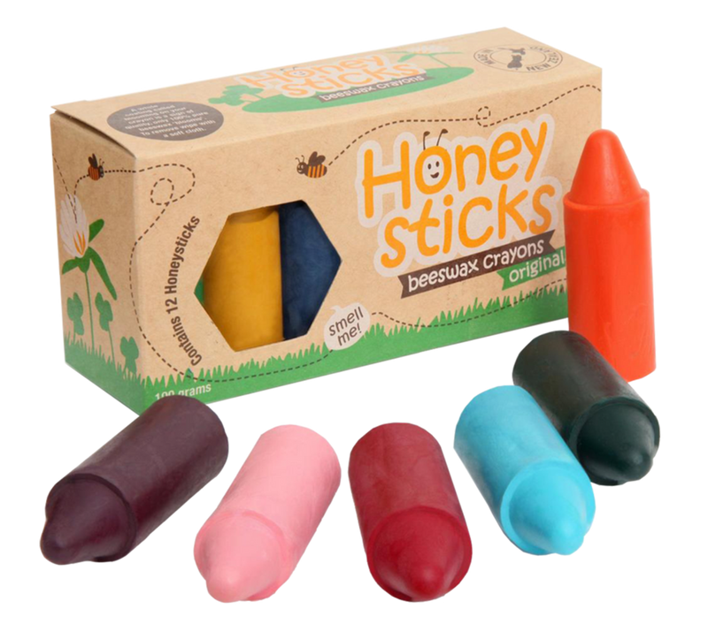  Honeysticks Jumbo Size Crayons For Toddlers and Kids - 100%  Pure Beeswax, Easy To Hold and Use - Child Safe, Non Toxic Crayons - Food  grade Coloring - 6 Vibrant Colors 
